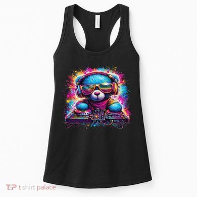 Dj Music Colorful Teddy Bear Women's Tank Top