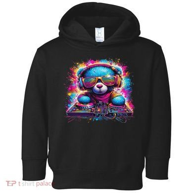 Dj Music Colorful Teddy Bear Toddler Hoodie