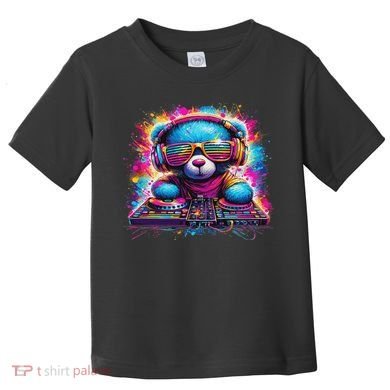 Dj Music Colorful Teddy Bear Toddler T-Shirt