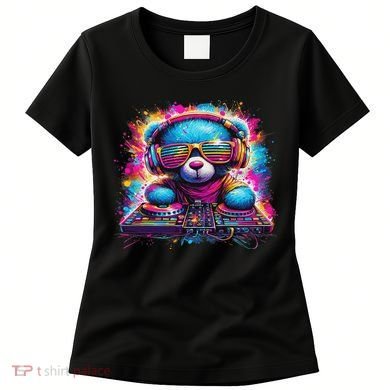 Dj Music Colorful Teddy Bear Women's T-Shirt