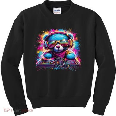 Dj Music Colorful Teddy Bear Kids Sweatshirt