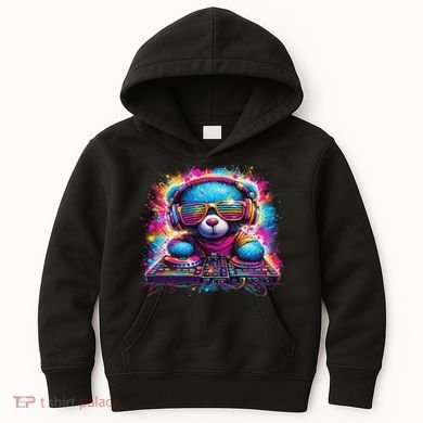Dj Music Colorful Teddy Bear Kids Hoodie