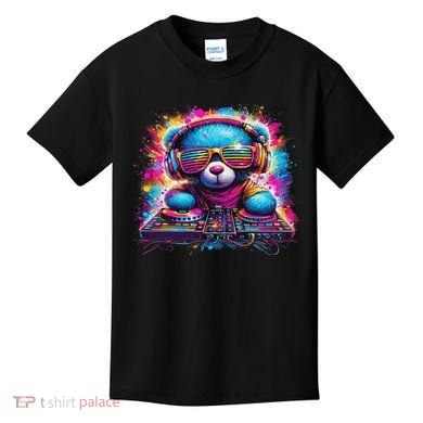 Dj Music Colorful Teddy Bear Kids T-Shirt