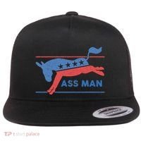 Democrat Merchandise Democratic Donkey Assman Ass Man Flat Bill Trucker Hat thumb 0