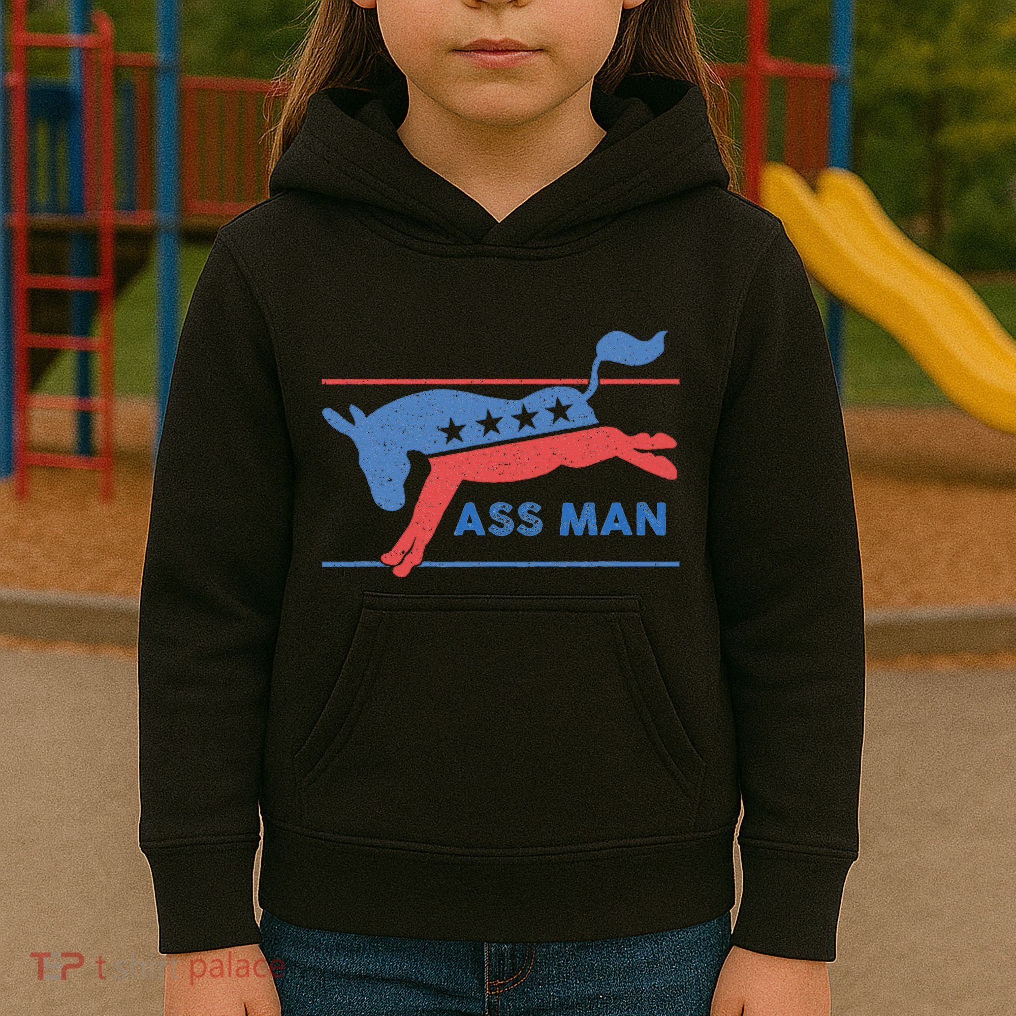 Democrat Merchandise Democratic Donkey Assman Ass Man Kids Hoodie