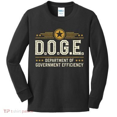 Doge Meme D.O.G.E. Department Of Government Efficiency Kids Long Sleeve Shirt