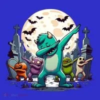 Dabbing Monsters Dance Halloween Gift Women's T-Shirt thumb 6