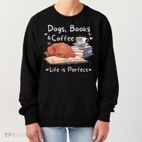 Dog Mom Dad Dogs Books Coffee Women's Sweatshirt thumb 0