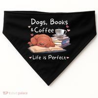 Dog Mom Dad Dogs Books Coffee USA-Made Doggie Bandana thumb 0