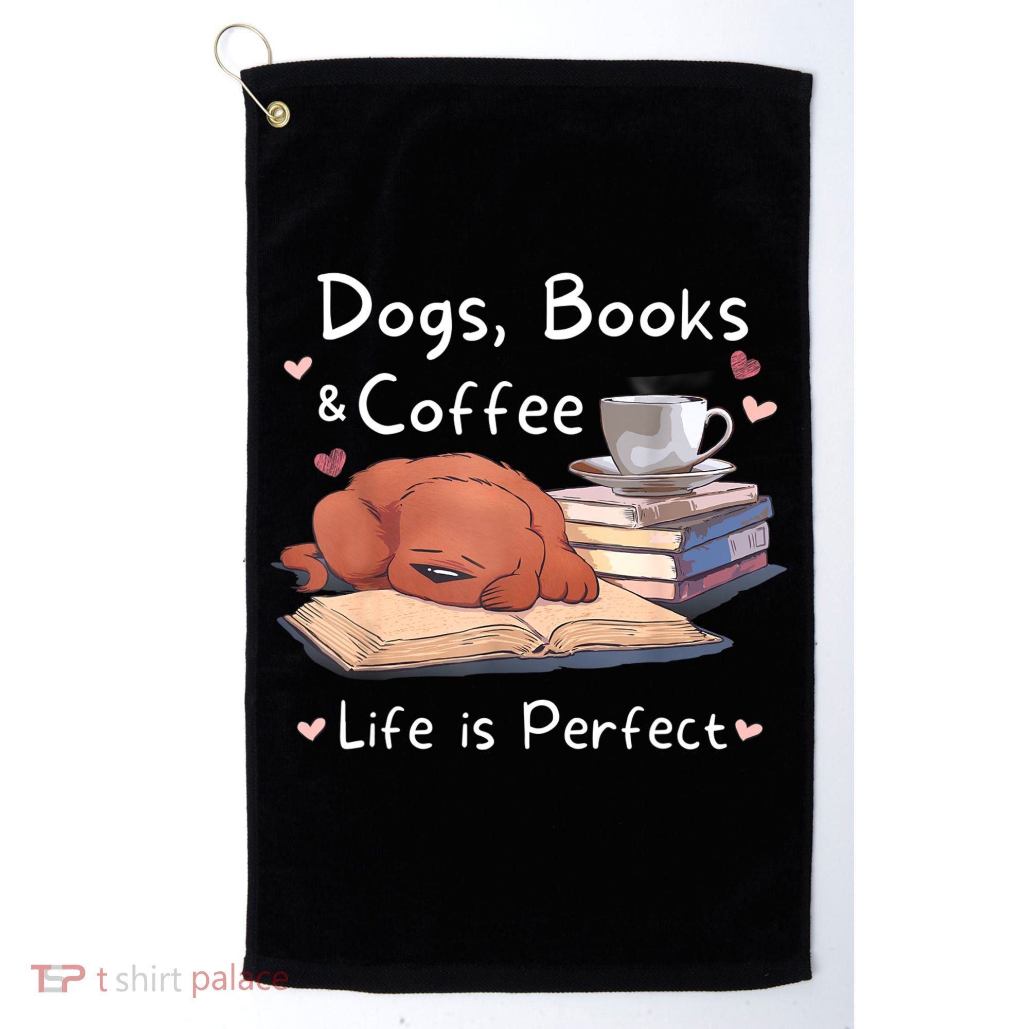 Dog Mom Dad Dogs Books Coffee Golf Towel