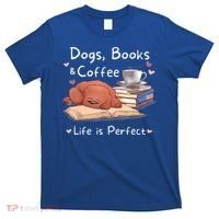 Dog Mom Dad Dogs Books Coffee T-Shirt thumb 0