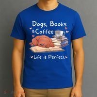 Dog Mom Dad Dogs Books Coffee T-Shirt thumb 3