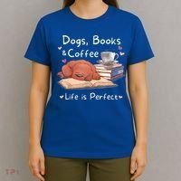 Dog Mom Dad Dogs Books Coffee T-Shirt thumb 4