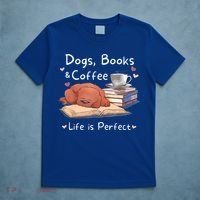 Dog Mom Dad Dogs Books Coffee T-Shirt thumb 5