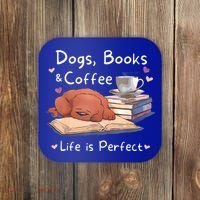 Dog Mom Dad Dogs Books Coffee Coaster thumb 0