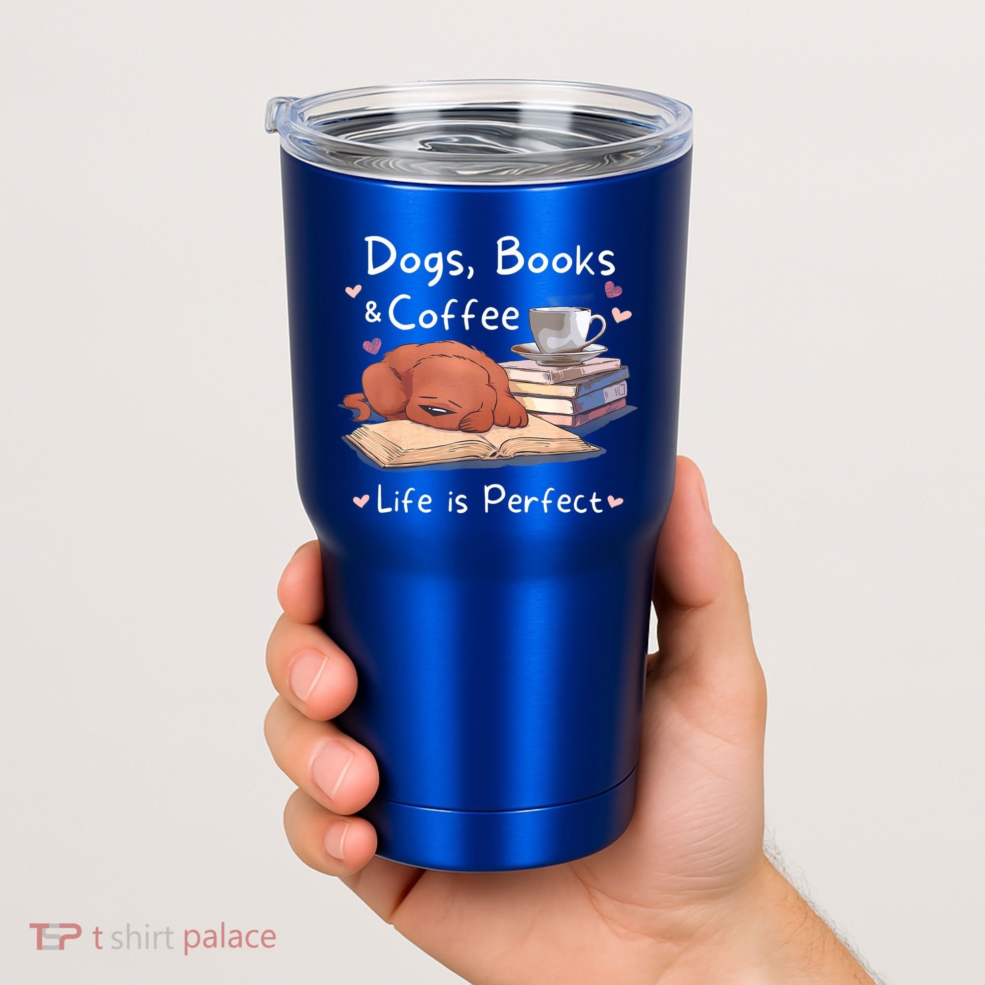 Dog Mom Dad Dogs Books Coffee Tumbler