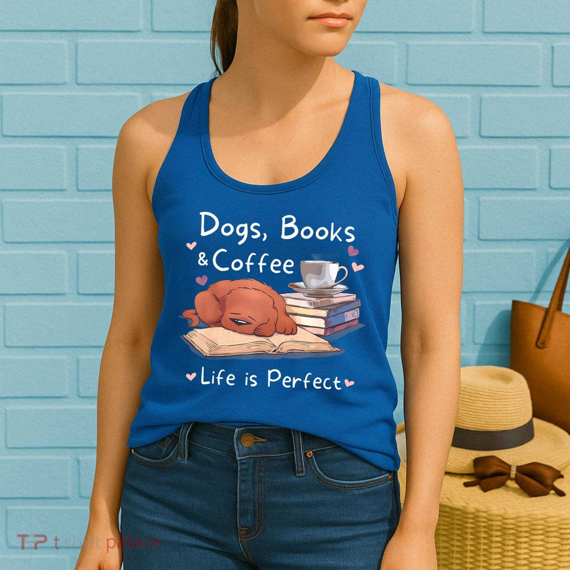 Dog Mom Dad Dogs Books Coffee Women's Tank Top