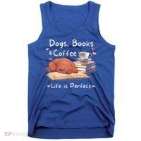 Dog Mom Dad Dogs Books Coffee Tank Top thumb 0