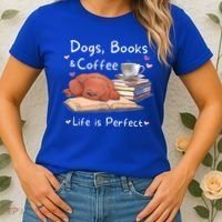 Dog Mom Dad Dogs Books Coffee Women's T-Shirt thumb 2
