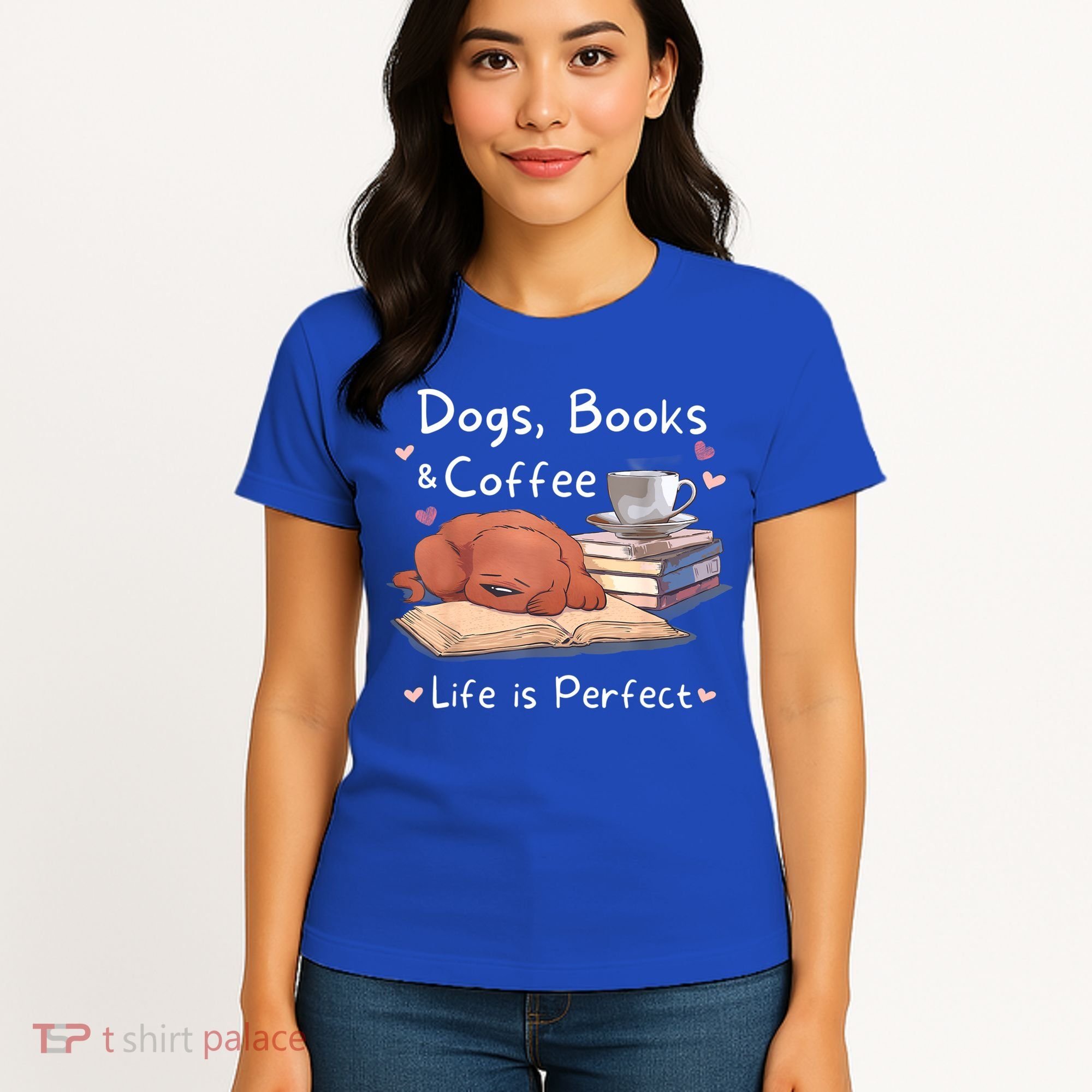 Dog Mom Dad Dogs Books Coffee Women's T-Shirt