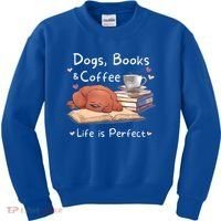 Dog Mom Dad Dogs Books Coffee Kids Sweatshirt thumb 0