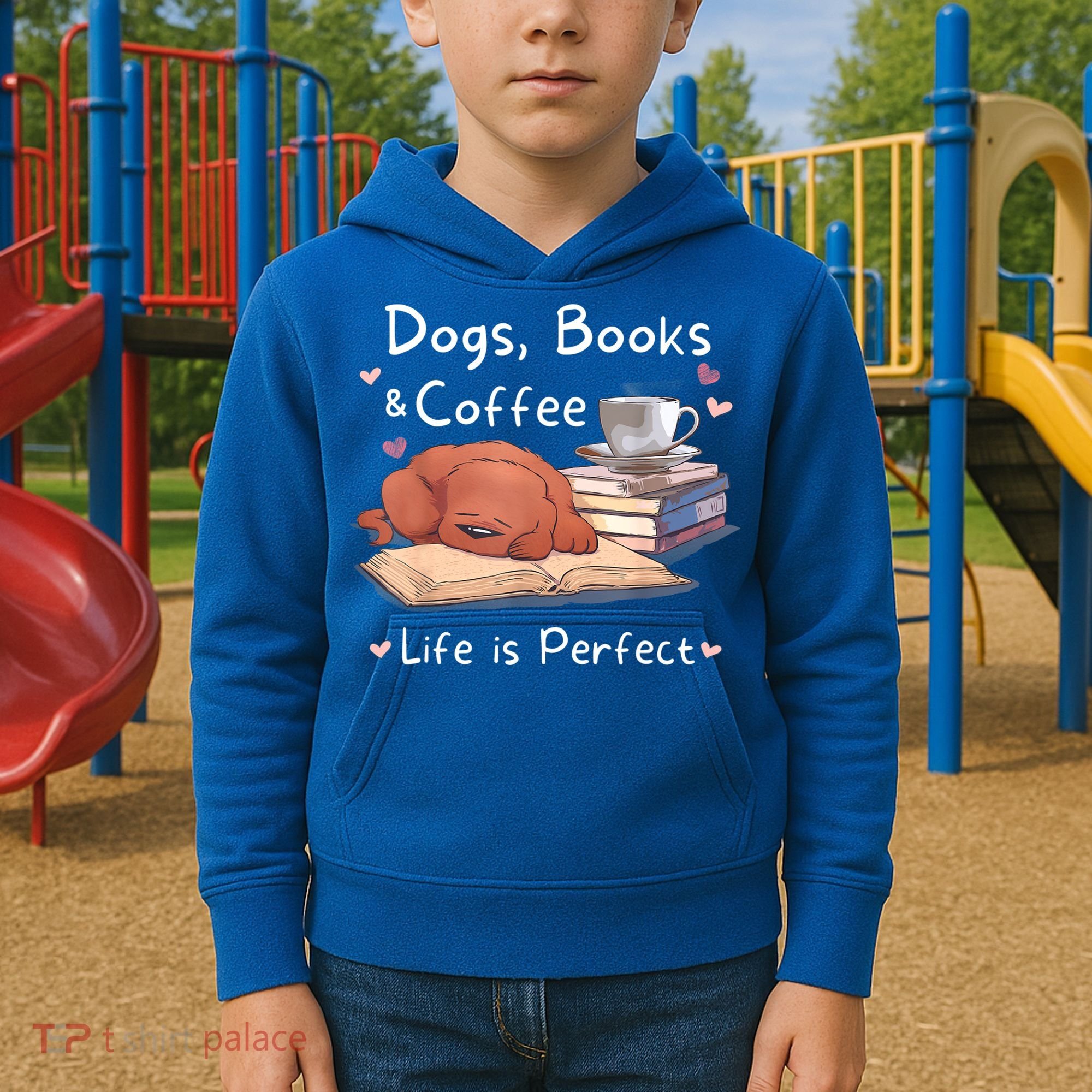 Dog Mom Dad Dogs Books Coffee Kids Hoodie