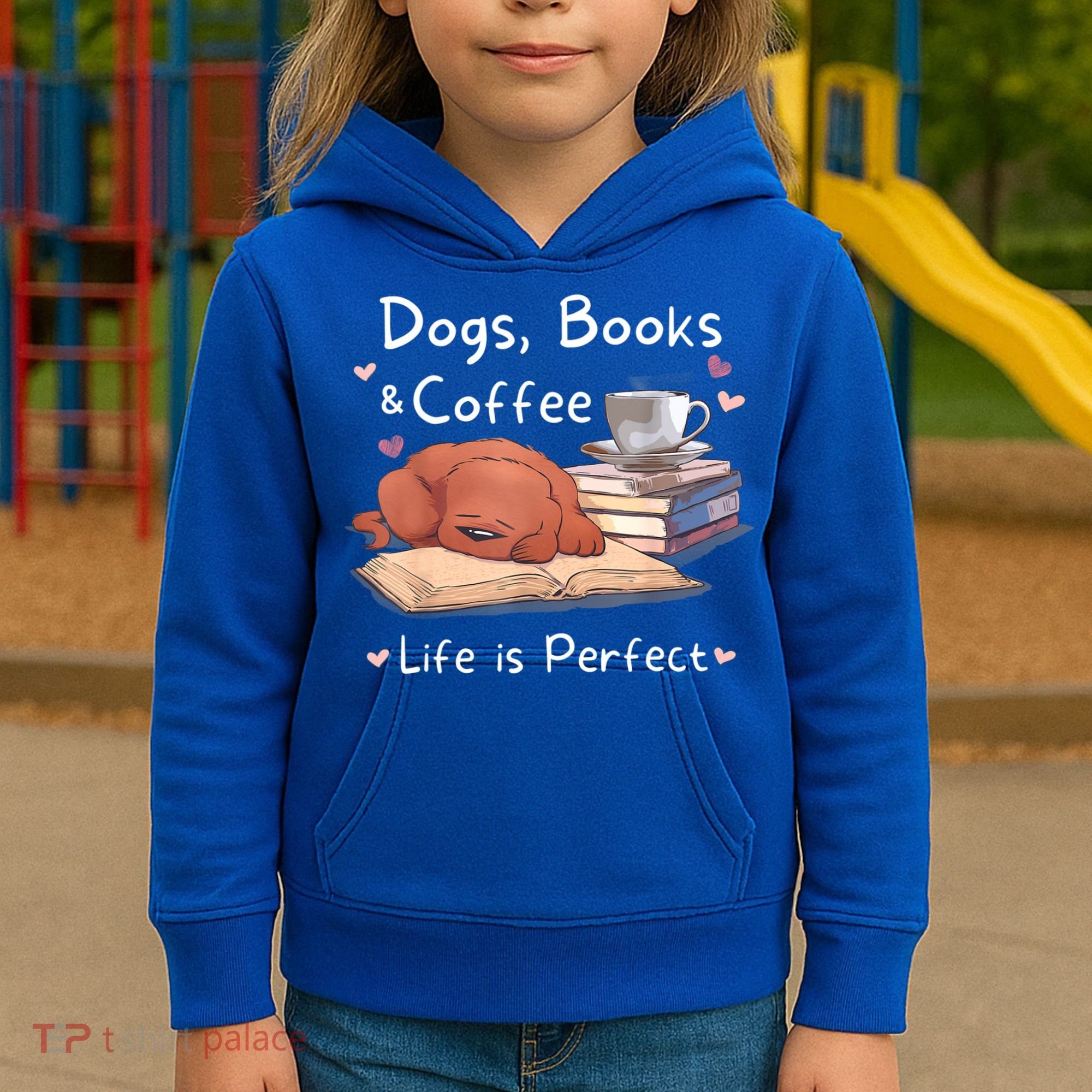 Dog Mom Dad Dogs Books Coffee Kids Hoodie