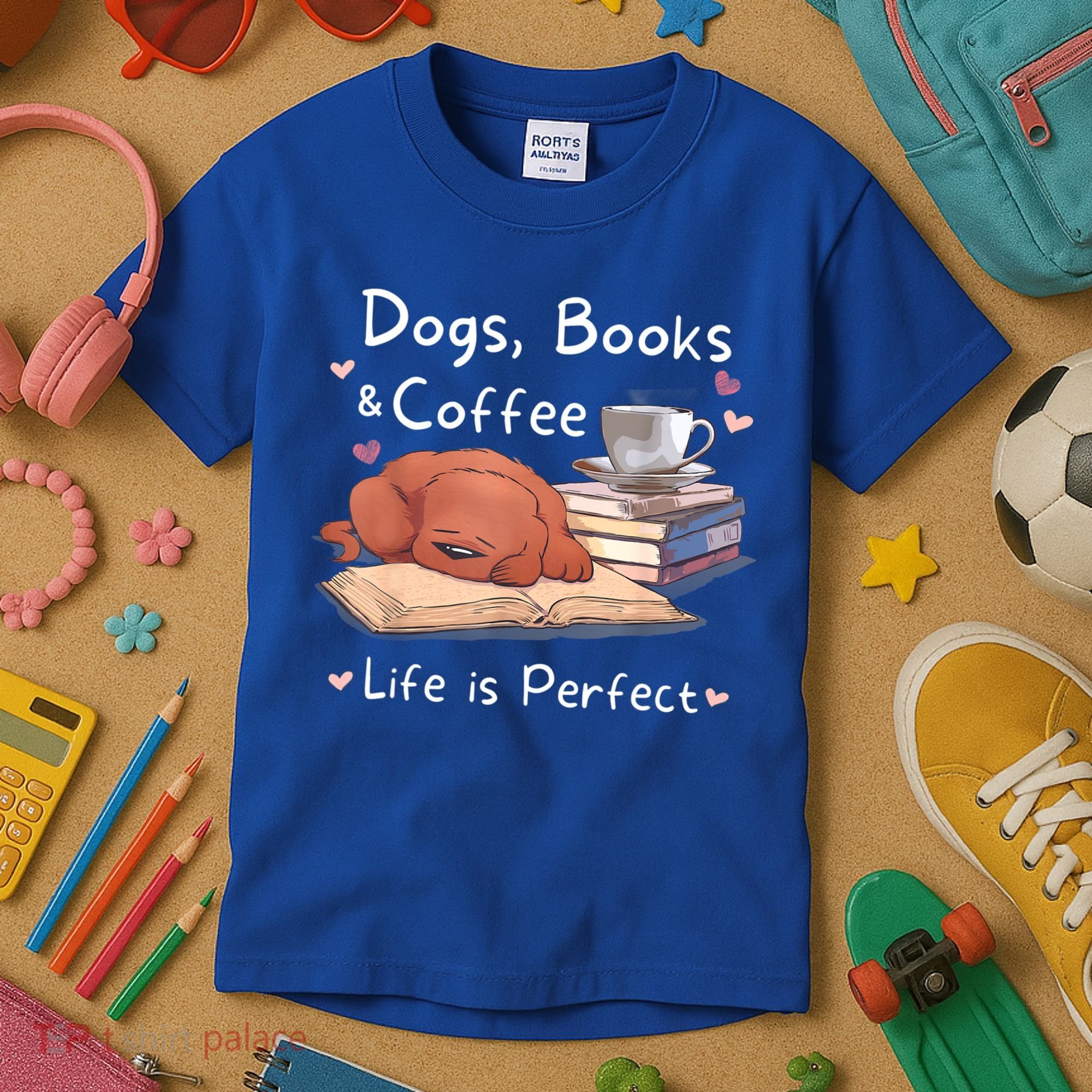Dog Mom Dad Dogs Books Coffee Kids T-Shirt