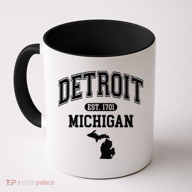 Detroit Michigan Est. 1701 Varsity Coffee Mug
