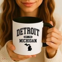 Detroit Michigan Est. 1701 Varsity Coffee Mug thumb 3