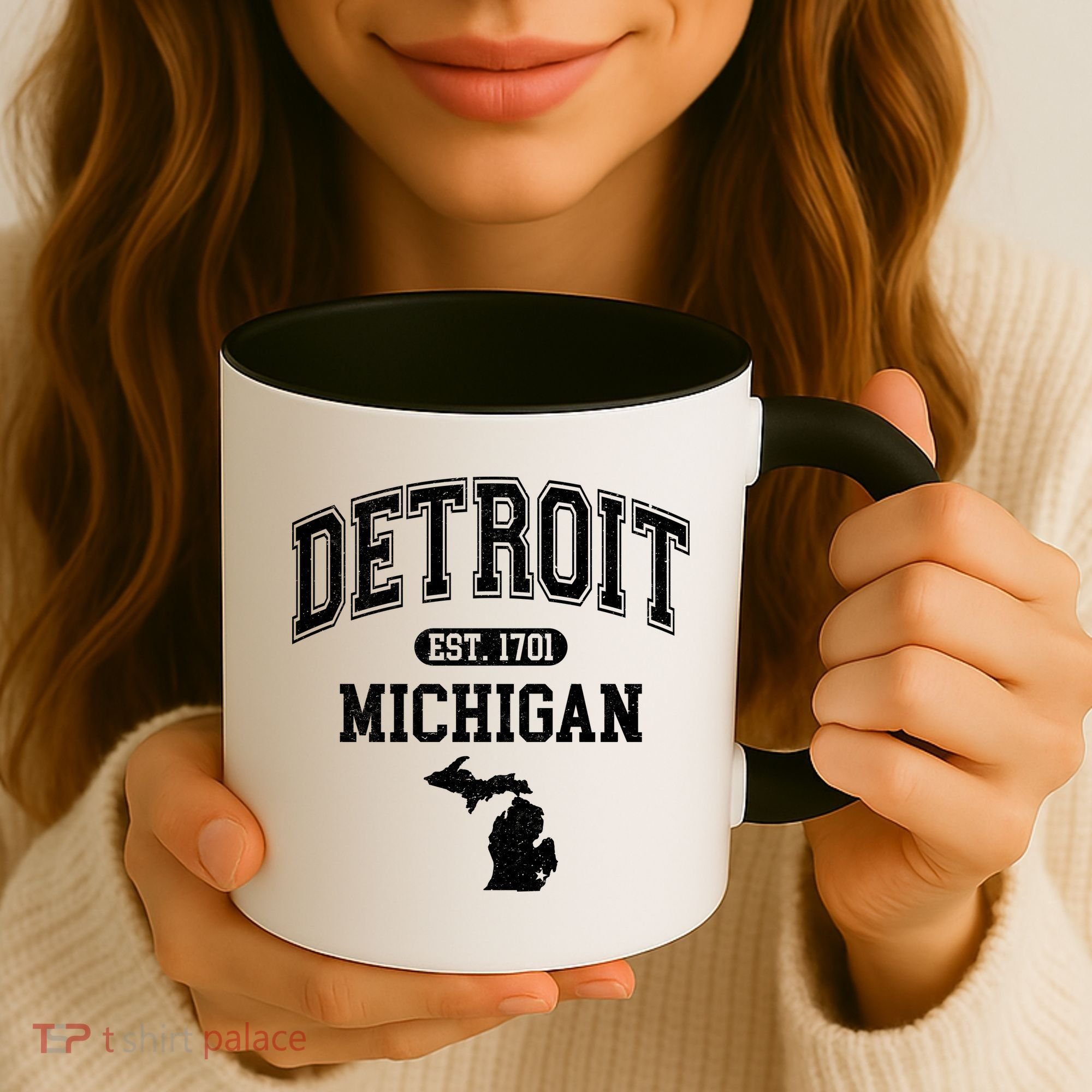 Detroit Michigan Est. 1701 Varsity Coffee Mug