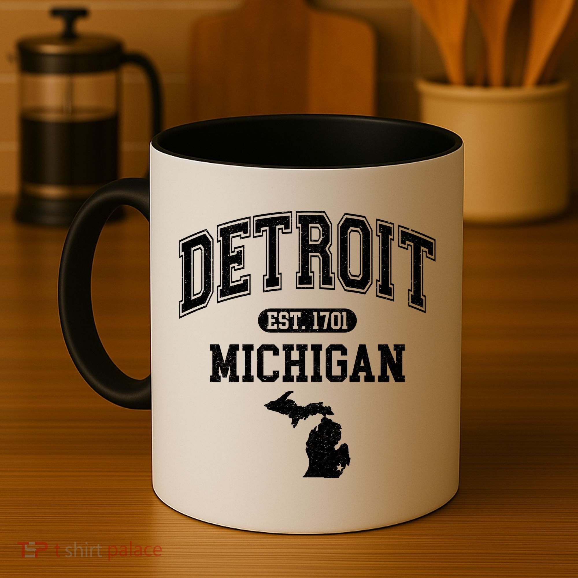 Detroit Michigan Est. 1701 Varsity Coffee Mug