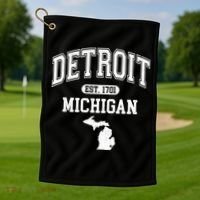 Detroit Michigan Est. 1701 Varsity Golf Towel thumb 1