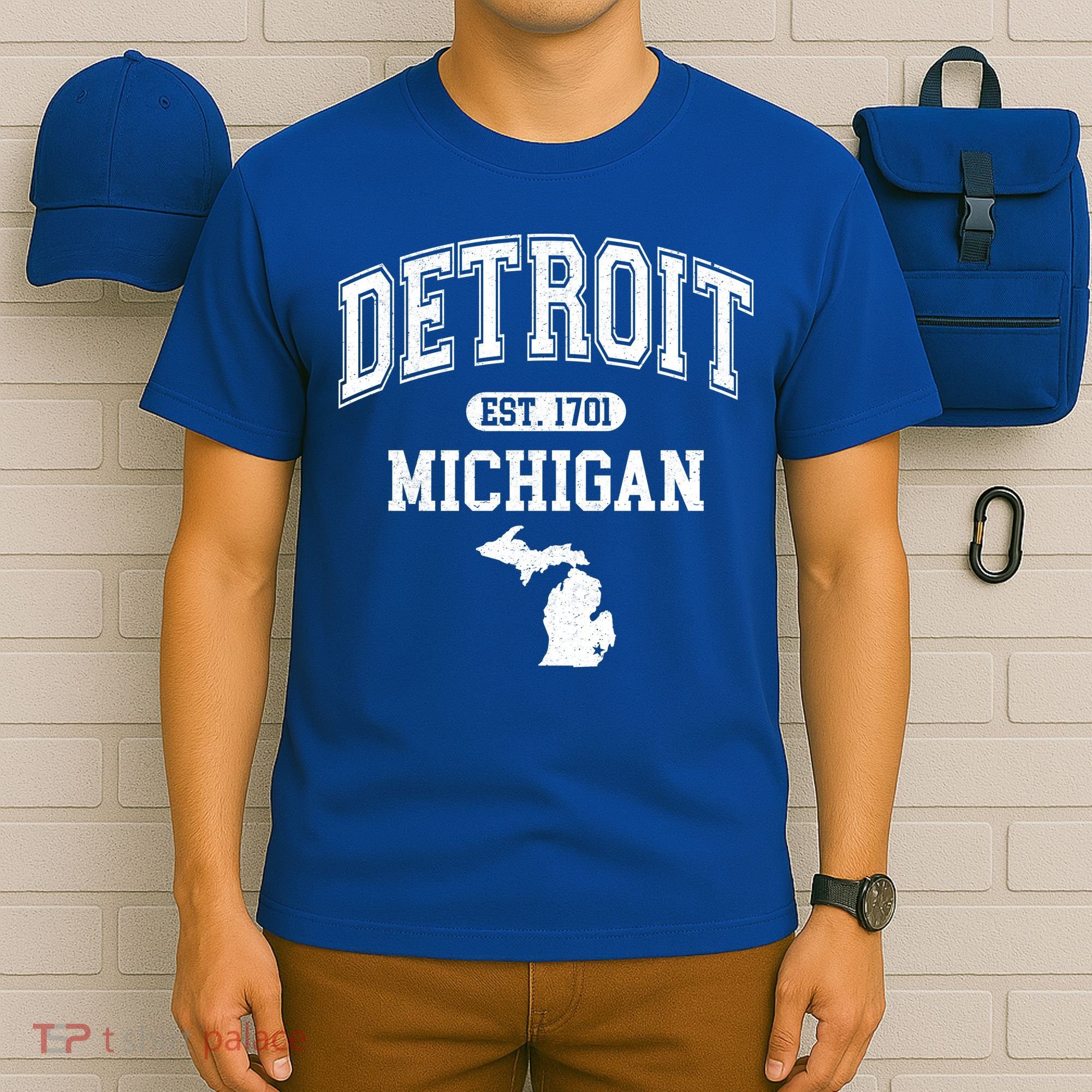 Detroit Michigan Est. 1701 Varsity T-Shirt