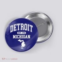 Detroit Michigan Est. 1701 Varsity Button thumb 0