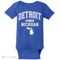 Detroit Michigan Est. 1701 Varsity Baby Bodysuit thumb 0