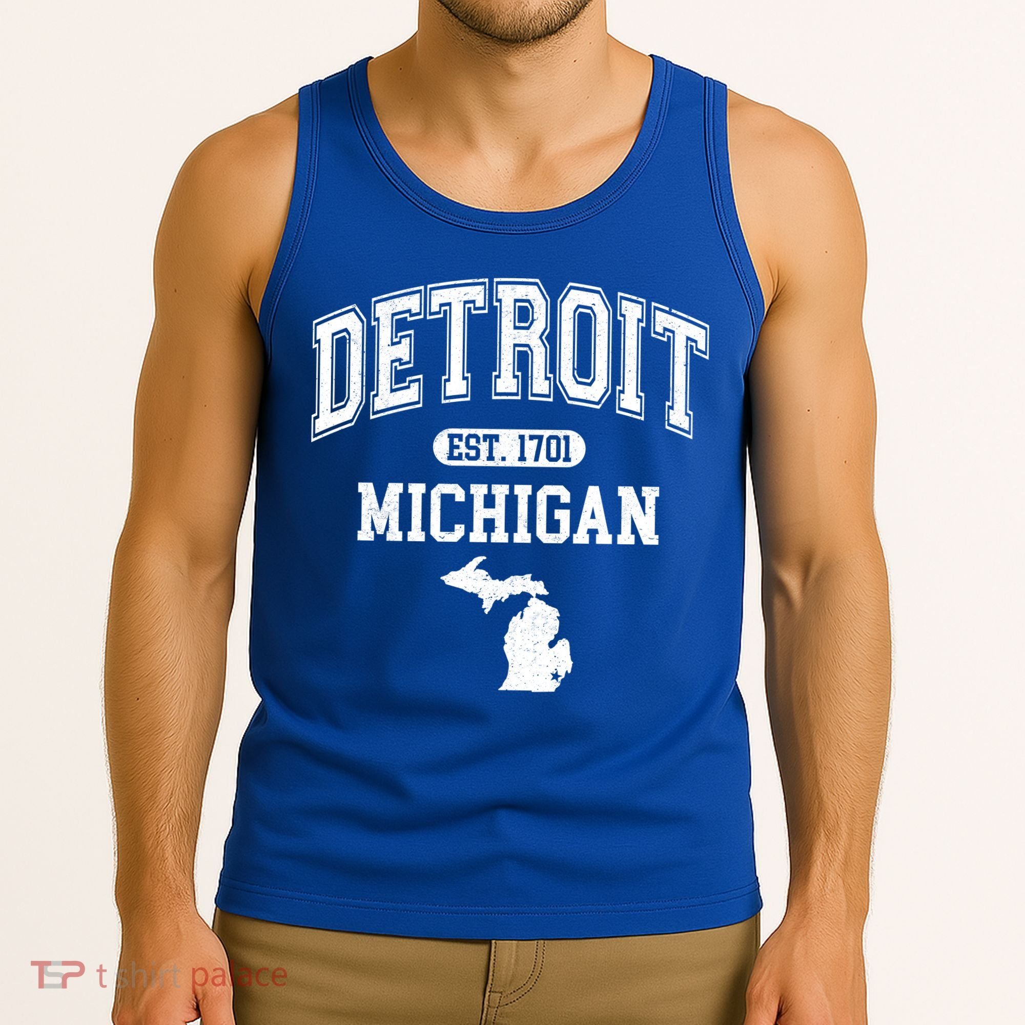 Detroit Michigan Est. 1701 Varsity Tank Top