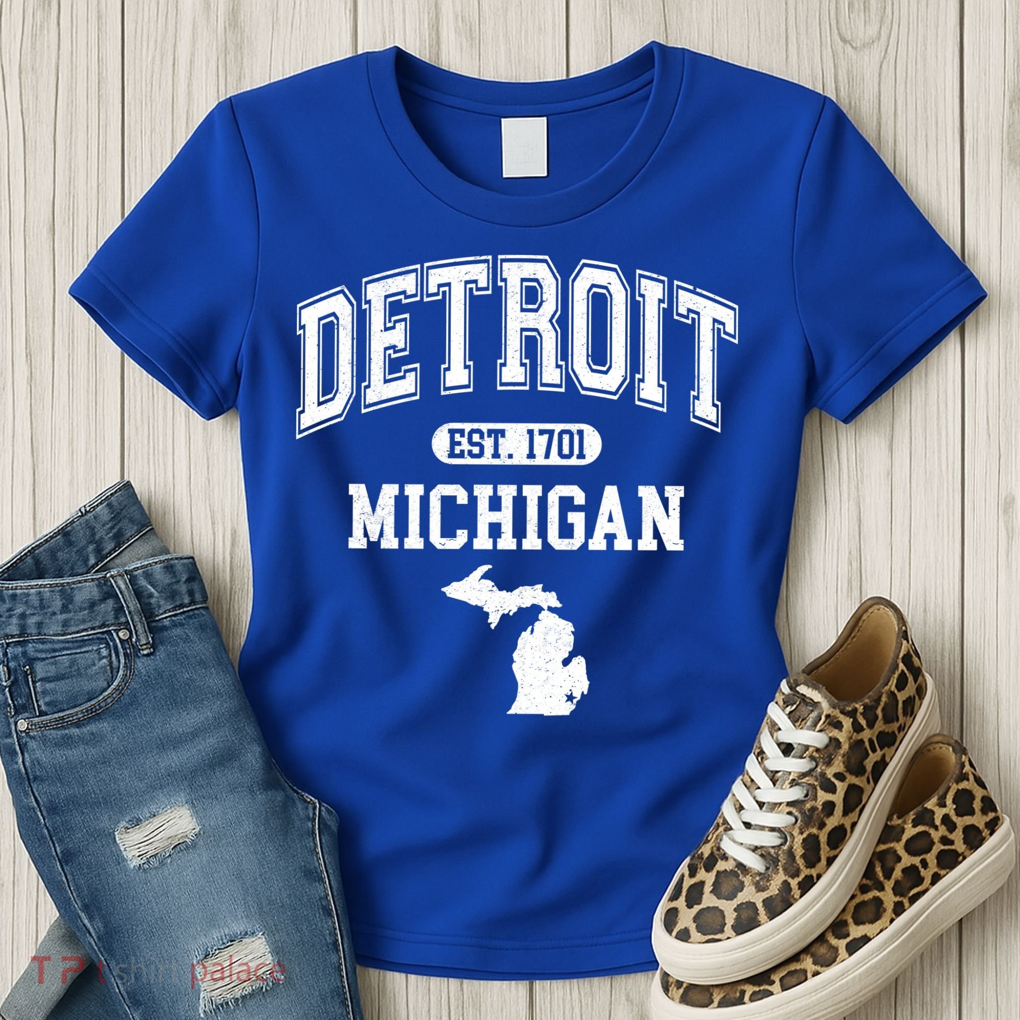 Detroit Michigan Est. 1701 Varsity Women's T-Shirt