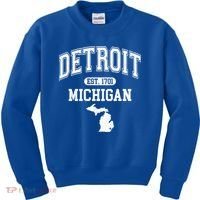 Detroit Michigan Est. 1701 Varsity Kids Sweatshirt thumb 0