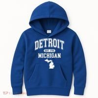 Detroit Michigan Est. 1701 Varsity Kids Hoodie thumb 0