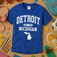 Detroit Michigan Est. 1701 Varsity Kids T-Shirt thumb 3