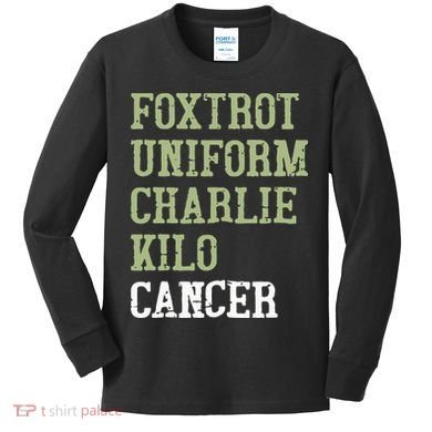 Dave Mustaine Foxtrot Uniform Charlie Kilo Cancer Kids Long Sleeve Shirt