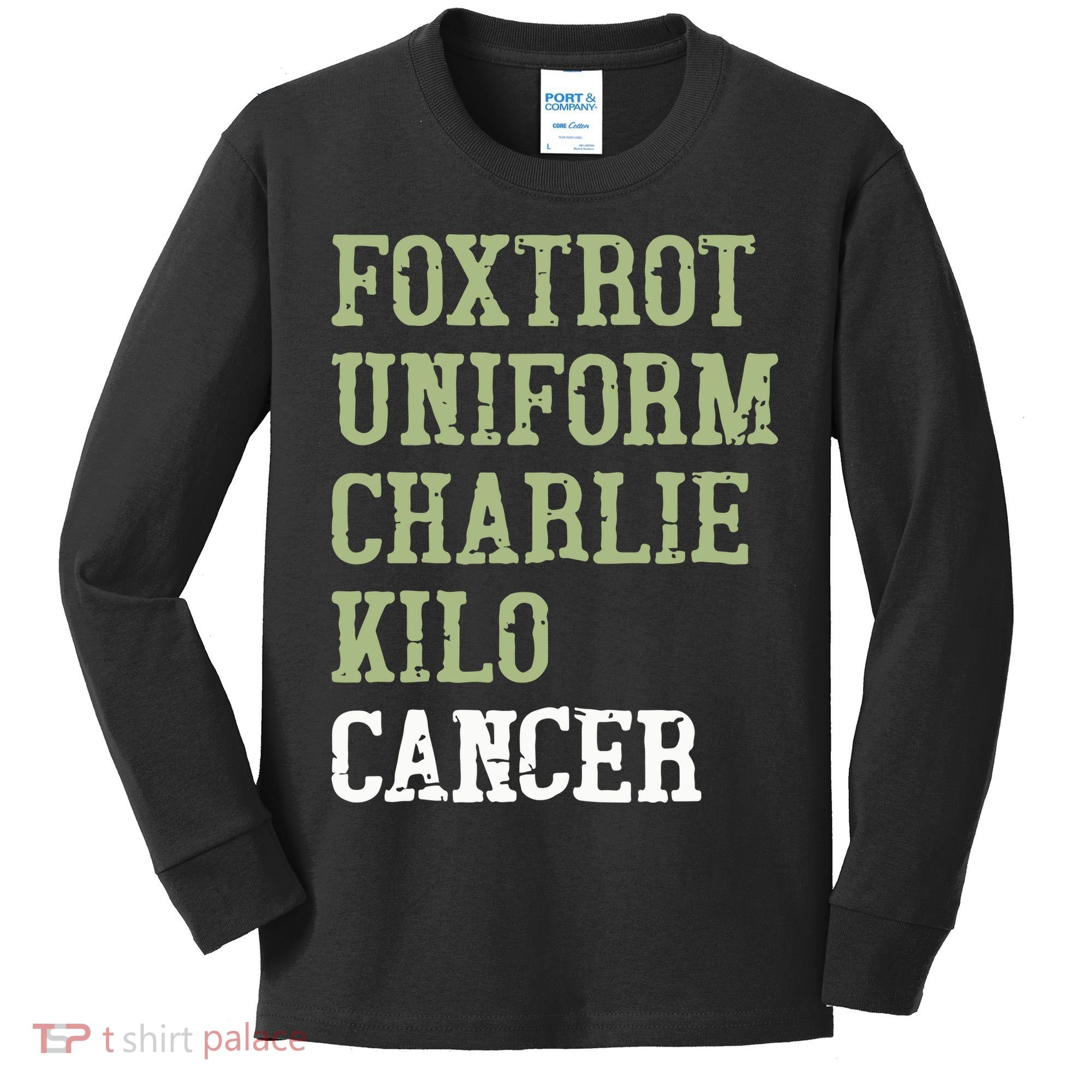 Dave Mustaine Foxtrot Uniform Charlie Kilo Cancer Kids Long Sleeve Shirt