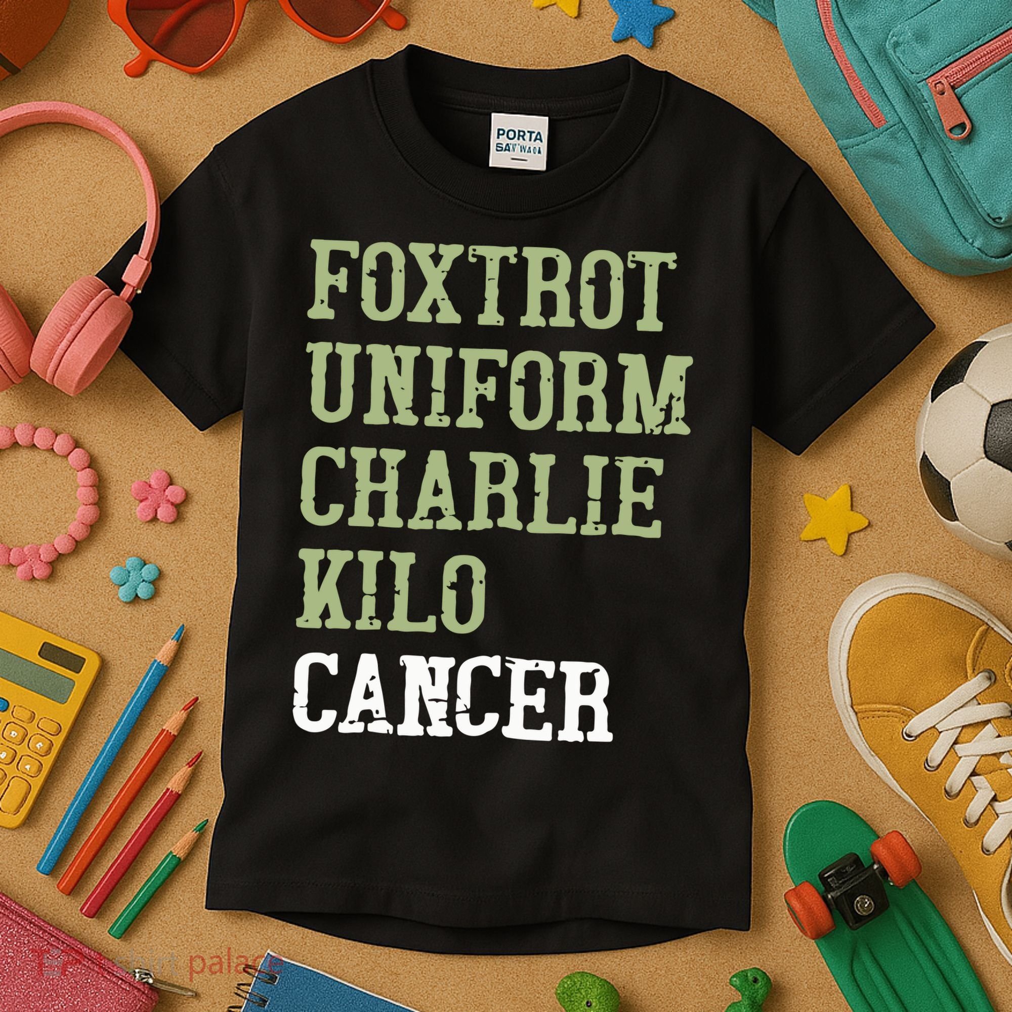 Dave Mustaine Foxtrot Uniform Charlie Kilo Cancer Kids T-Shirt