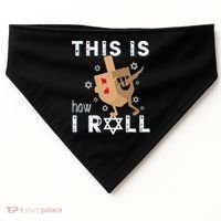 Dreidel Menorah Funny Hanukkah Gift This Is How I Roll  USA-Made Doggie Bandana thumb 0