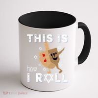 Dreidel Menorah Funny Hanukkah Gift This Is How I Roll  Coffee Mug thumb 1