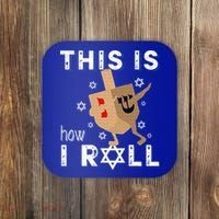 Dreidel Menorah Funny Hanukkah Gift This Is How I Roll  Coaster thumb 0