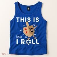Dreidel Menorah Funny Hanukkah Gift This Is How I Roll  Tank Top thumb 2