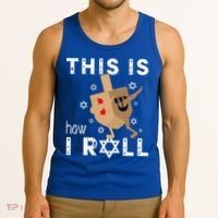 Dreidel Menorah Funny Hanukkah Gift This Is How I Roll  Tank Top thumb 3