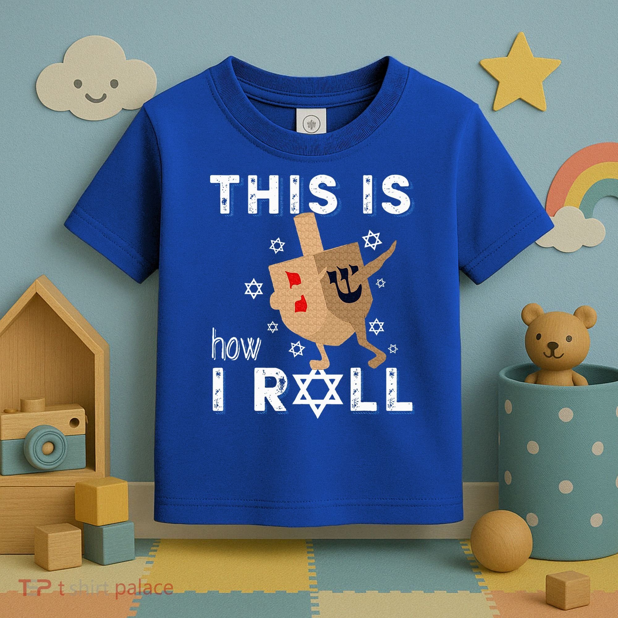 Dreidel Menorah Funny Hanukkah Gift This Is How I Roll  Toddler T-Shirt